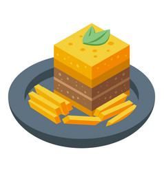 Cake Icon Isometric Dish Meal