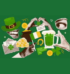 Collage Of Halftone Paper Stickers Of St Patrick