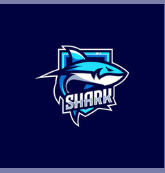 Shark logo badge for sport esport game Royalty Free Vector