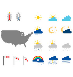 Map Usa With Weather Symbols