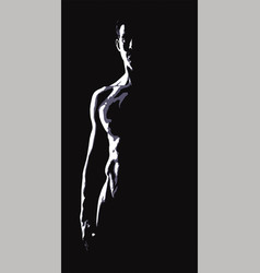 Muscular man silhouette lifting weights fitness Vector Image