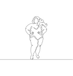 One Continuous Linefat Woman On The Street Obese