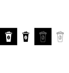 Set Coffee Cup To Go Icon Isolated On Black