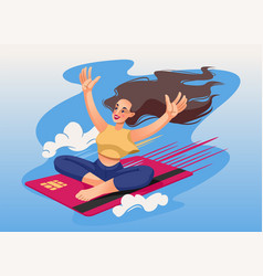 Woman Flies Through Sky On Plastic Credit Card