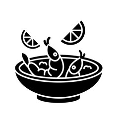 Ceviche Black Glyph Icon Peruvian National Dish