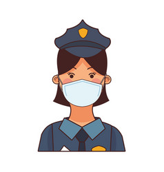 Female Police Worker Profession Using Face Mask