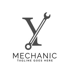 Letter Y Logo With Wrench Alphabet Spanner Icon