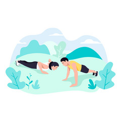 Couple Doing Plank Exercise Core Workout Together