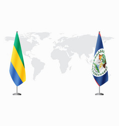 Gabon And Belize Flags For Official Meeting