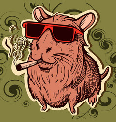 A Capibara With Sunglasses Smoking