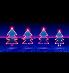 Christmas Tree Neon Icon Or Element For New Years