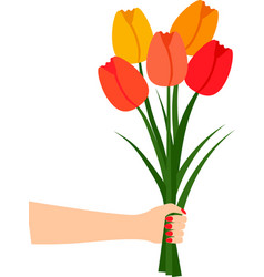 Isolated Greeting With Bouquet Of Tulip Flowers