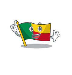 One Finger Flag Benin Scroll In Mascot Cartoon