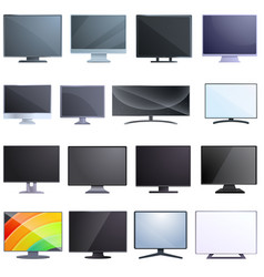 Monitor Icons Set Cartoon Style