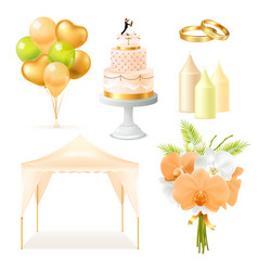 Realistic Wedding Elements Set