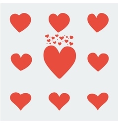 Set red heart shape outline stroke icon set Vector Image