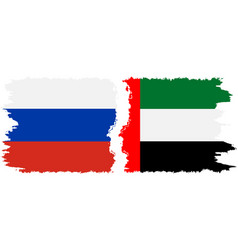 United Arab Emirates And Russia Grunge Flags