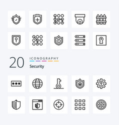 20 Security Line Icon Pack Like Lock Shield World