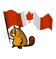 Canadian Beaver Holding Canada Flag Color