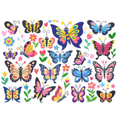 Children Butterflies And Flowers Collection Cute