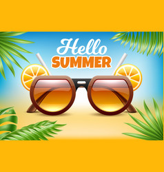 Hello Summer Sunglasses On Seashore Tropical