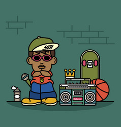 Hip Hop Rapper Cartoon Character Cute