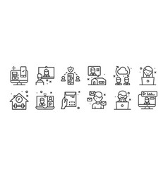 12 Set Linear Work From Home Icons Thin