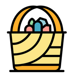 Nature Picnic Basket Icon Flat