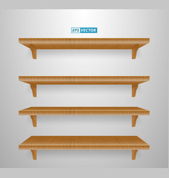 Set Of Realistic Wooden Wall Shelves Isolated Eps