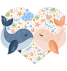 Beautiful Adorable Whale Couple On Heart