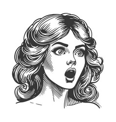 Shocked Woman Expression Retro Art Style