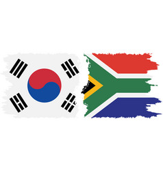 South Africa And Korea Grunge Flags