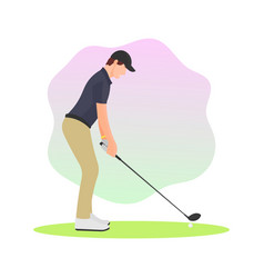 Standing Golfer Man Ready To Swing Golf Club Rich