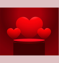 Valentines Day Hearts Background With 3d Podium