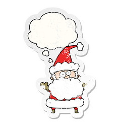 Cartoon Confused Santa Claus And Thought Bubble