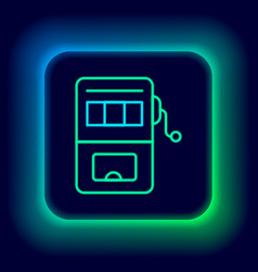 Glowing Neon Line Slot Machine Icon Isolated