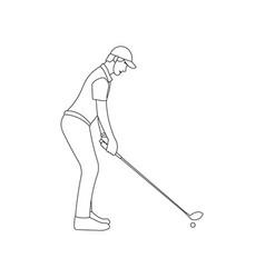 Standing Golfer Man Ready To Swing Golf Club Line