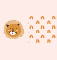 A Simple Portrait Of A Lion And Pattern