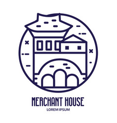 Asian Merchant House Or Palace Logo In Line Art