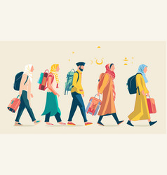 Five Travelers Wearing Colorful Attire Headscarves