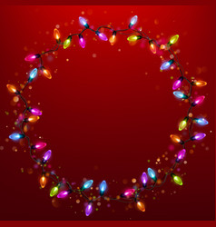 Light Garland Ring Template On Red Background Eps