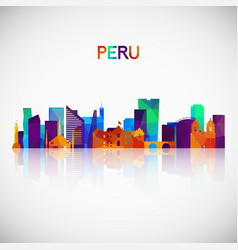 Peru Skyline Silhouette In Colorful Geometric