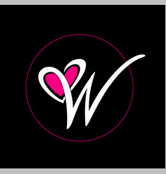 W Brand Name Letter With Heart Shape