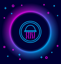 Glowing Neon Line Jellyfish On A Plate Icon