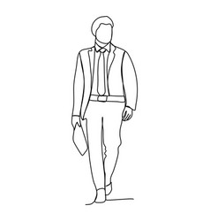 Man In Business Suit Full Length One Line Drawing