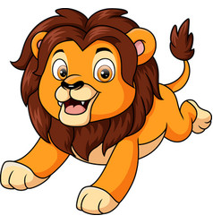 Cartoon Lion Jumping On White Background