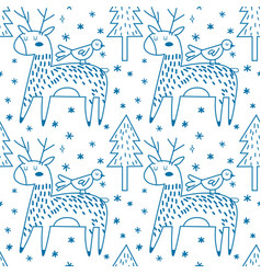 Forest Seamless Pattern With Cute Line Animals