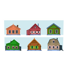 Russian Rural Buildings Row Village Houses