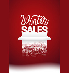 White Winter Sales Banner On Red