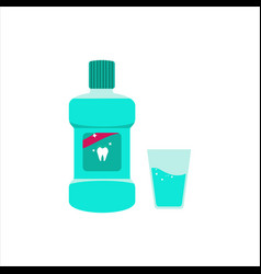 A Bottle Mouthwash And Cup Mint Liquid